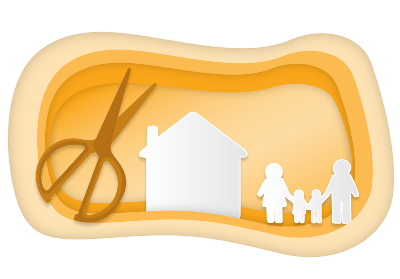 Helping Kids Cope with Stress - Illustration of a paper cutout family and house