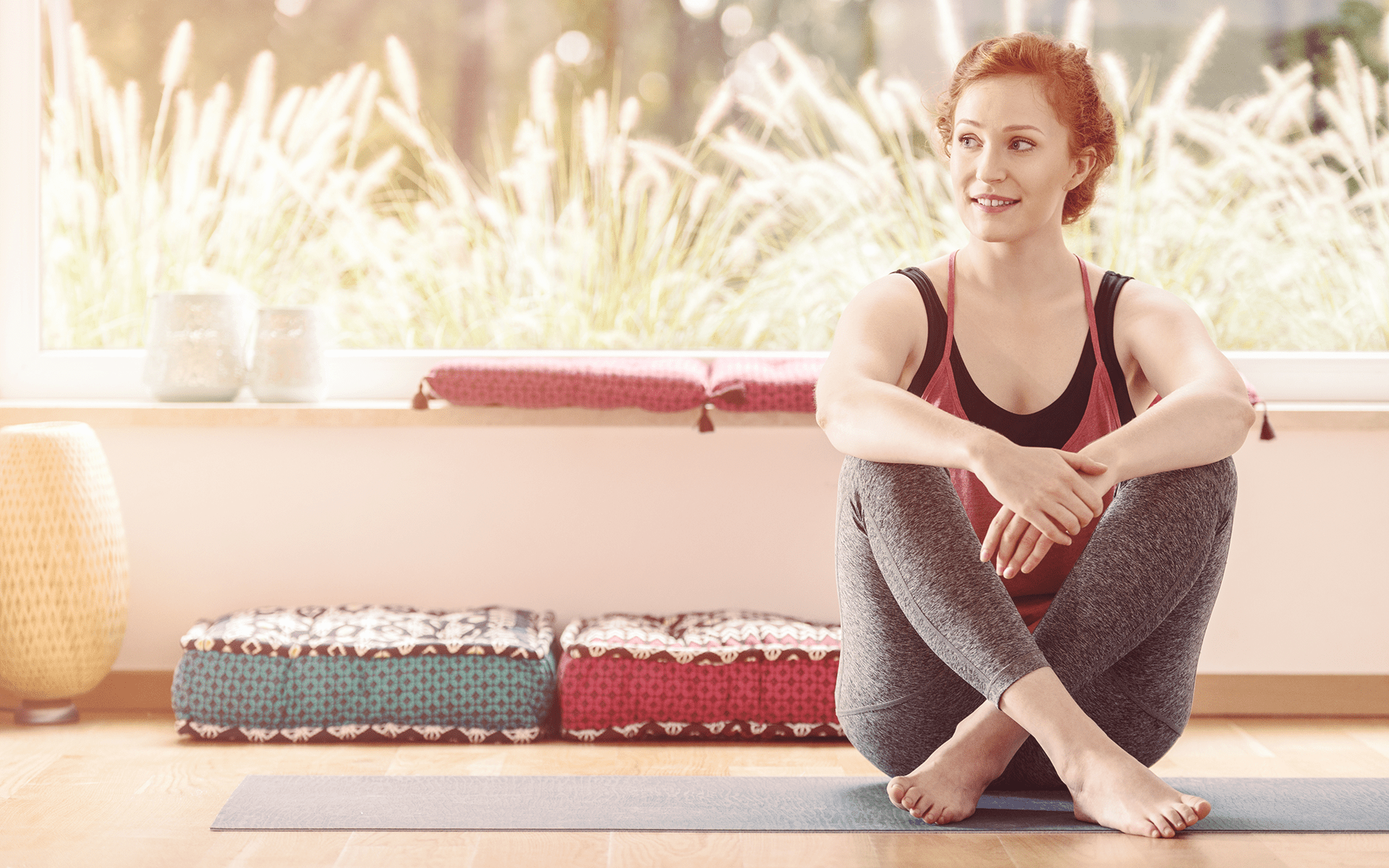 woman on yoga mat. 11-minute breathing practice